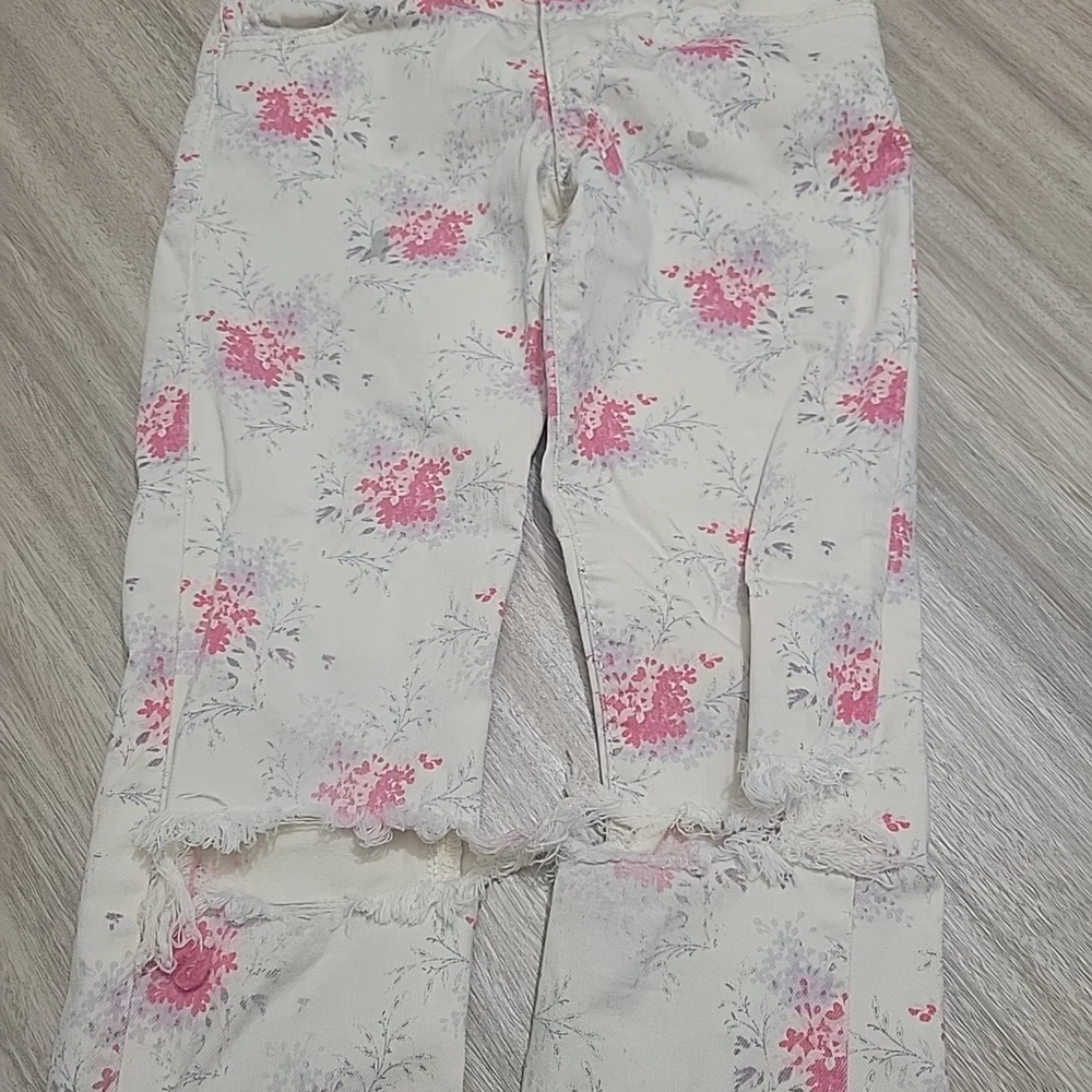 Gap Kids 1969 Super Skinny Floral Print Ripped KneesJeans Size‎ 7 Regular